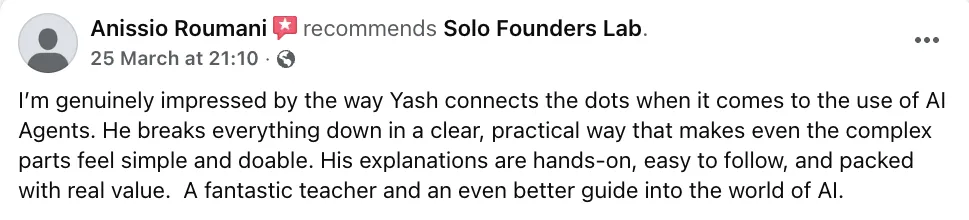 Anisso Roumani recommends Solo Founders Lab